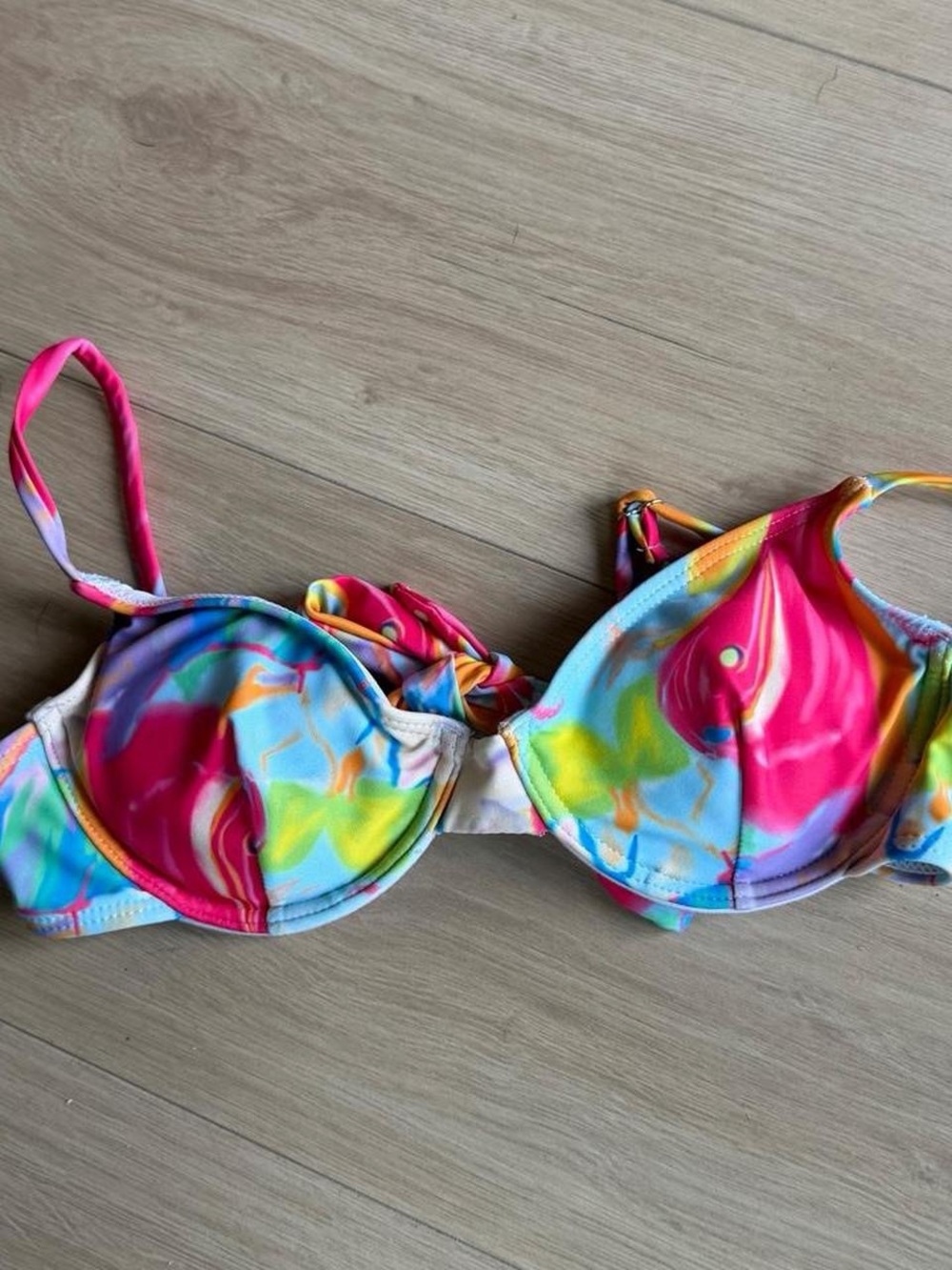 SHEIN Multicolor Marble Bikini Top - Pink, Blue, Yellow